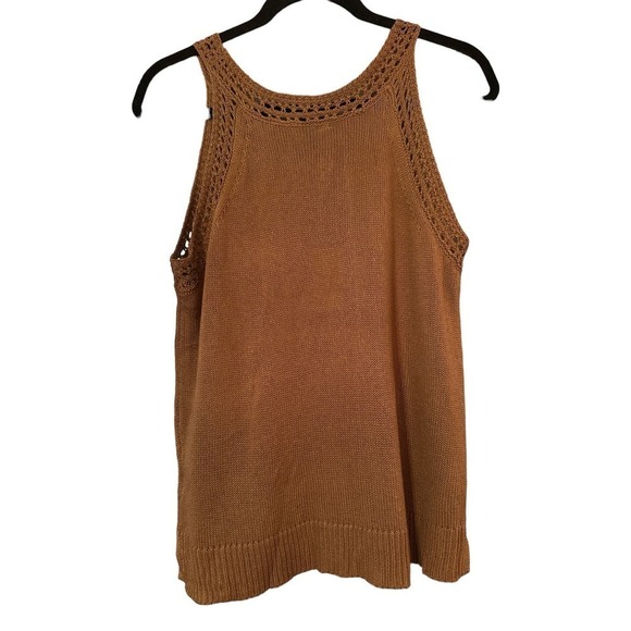 Wishlist Women's Acrylic Sleeveless Ribbed Crochet Tank Sweater Size L Brown NWT - Picture 6 of 9